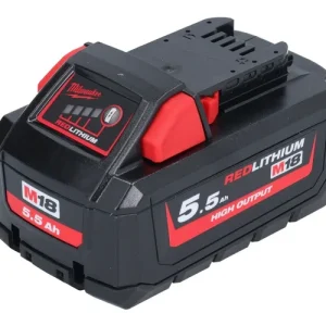 Milwaukee M18 HB 5,5 Akku 18 V 5,5 Ah / 5500 mAh Li-Ion High Output ( 4932464712 ) mit Ladestandsanzeige Schnäppchen