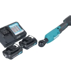 Makita WR 100 DWA Akku Ratschenschrauber 12 V 47,5 Nm 1/4" 3/8" + 2x Akku 2,0 Ah + Ladegerät Mega-Angebot