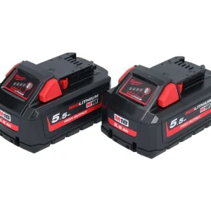 Jetzt Kaufen Milwaukee M18 HB 5,5 Akku Set 2x 18 V 5,5 Ah / 5500 mAh Li-Ion High Output ( 2x 4932464712 ) mit Ladestandsanzeige