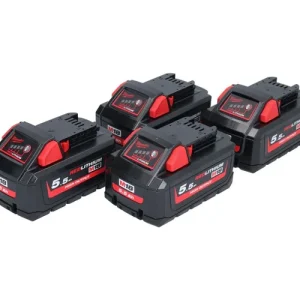 Zertifiziert Milwaukee M18 HB 5,5 Akku Set 4x 18 V 5,5 Ah / 5500 mAh Li-Ion High Output ( 4x 4932464712 ) mit Ladestandsanzeige