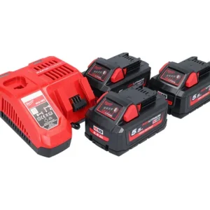 Neu Im Sortiment Milwaukee M18 NRG-553 Akku Starter Set High Output 18 V + 3x Akku 5,5 Ah ( 3x 4932464712 ) + M12-18 FC Ladegerät ( 4932451079 )