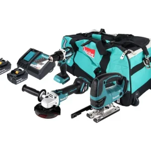 Zertifiziert Makita DLX 3152 TX1 Akku Kombo Kit 18 V DDF 484 + DGA 511 + DJV 180 + 2x Akku 5,0 Ah + Ladegerät + Tasche