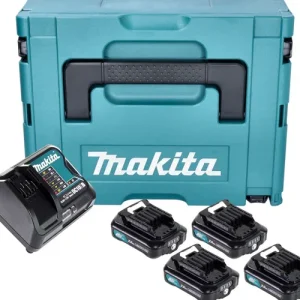 Makita Power Source Kit 4x BL 1021 B Akku 12 V max. 2,0 Ah CXT ( 4x 197396-9 ) + DC 10 SB Ladegerät ( 197363-4 ) + Makpac Gratis Versand