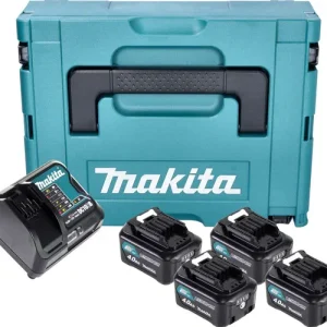 Makita Power Source Kit 4x BL 1041 B Akku 12 V max. 4,0 Ah CXT ( 4x 197406-2 ) + DC 10 SB Ladegerät ( 197363-4 ) + Makpac Meistverkauft