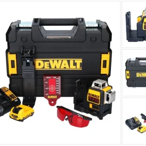 Markenprodukt DeWalt DCE 089 D1R Akku Multilinienlaser 12 V 3x 360° rot + 1x Akku 2,0 Ah + Ladegerät + TSTAK