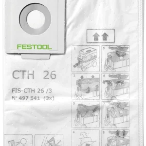 Zertifiziert Festool FIS-CTH 26/3 Sicherheitsfiltersack 24 l Staubklasse H 3 Stk. ( 497541 ) für Absaugmobil CTH 26