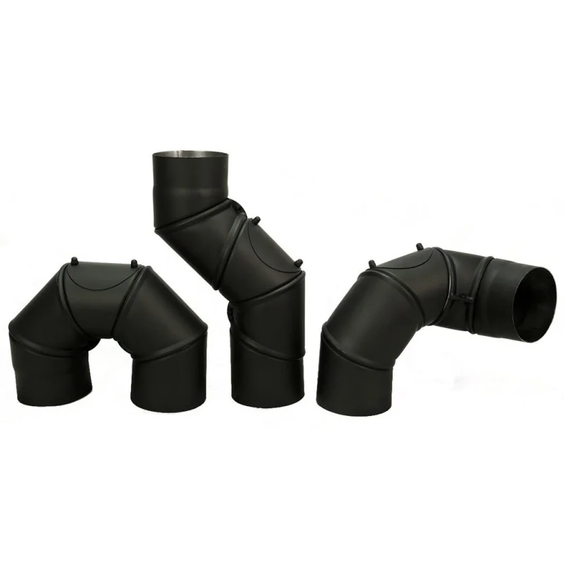 Zertifiziert Rauchrohrknie Einstellbar UNI 0-180° O120 x 1,5 mm mit Reinigungsöffnung schwarz