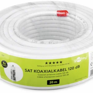 Zertifiziert GOOBAY Koaxialkabel 49761, 20 m, weiß, 7,2 mm, CCS, 120 dB