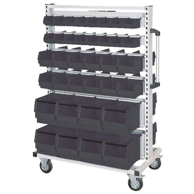 Bedrunka+Hirth Multi-trolley equipped with rails for hanging open fronted storage bins Meistverkauft