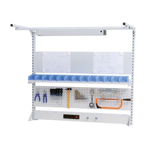 Zertifiziert Bedrunka+Hirth multi-wall construction workline width 1500 with upper frame, 1x energy duct, 1x perforated wall, 1x magnetic wall, 1x shelf