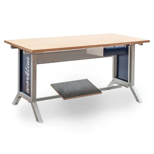 Zertifiziert Bedrunka+Hirth workline basic table combination, crank adjustment, 1x worktop beech multiplex, 1x underhang block, 1x footrest,