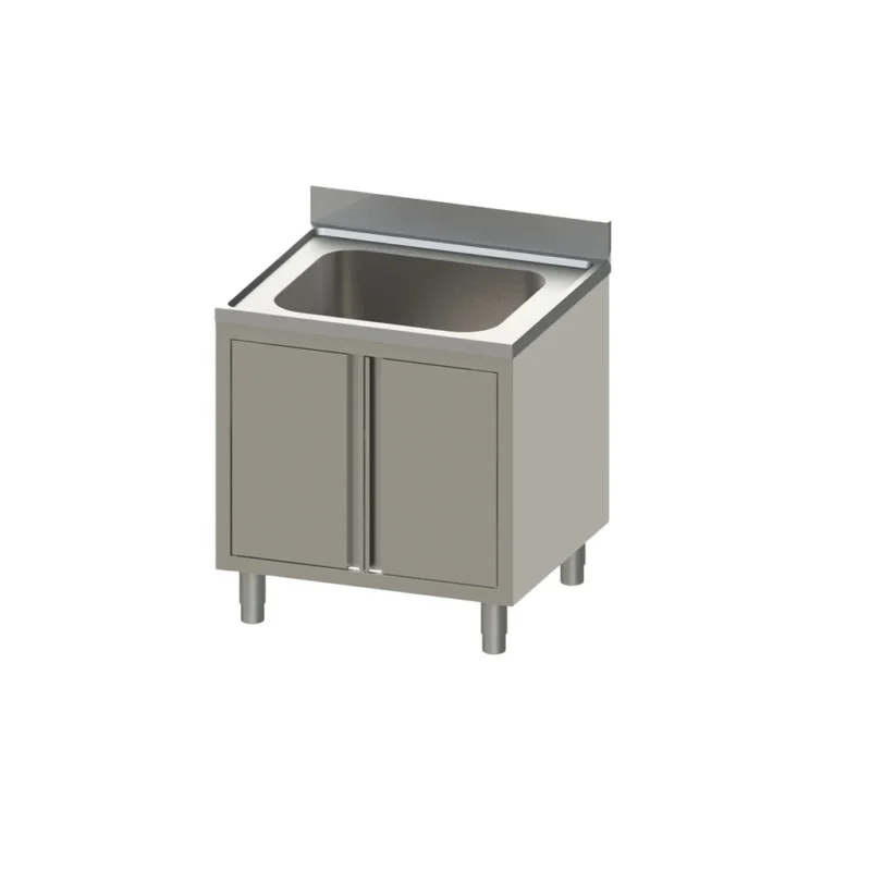 Zertifiziert Vaiotec TOPLINE sink cabinet 700 / 1 bowl with hinged doors W:800